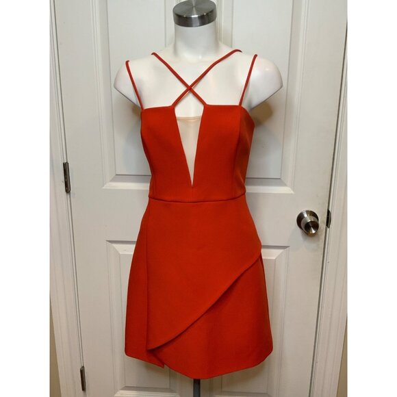 BCBG Max Azria Red Pleated Mini Dress, Size 12 - Picture 1 of 7
